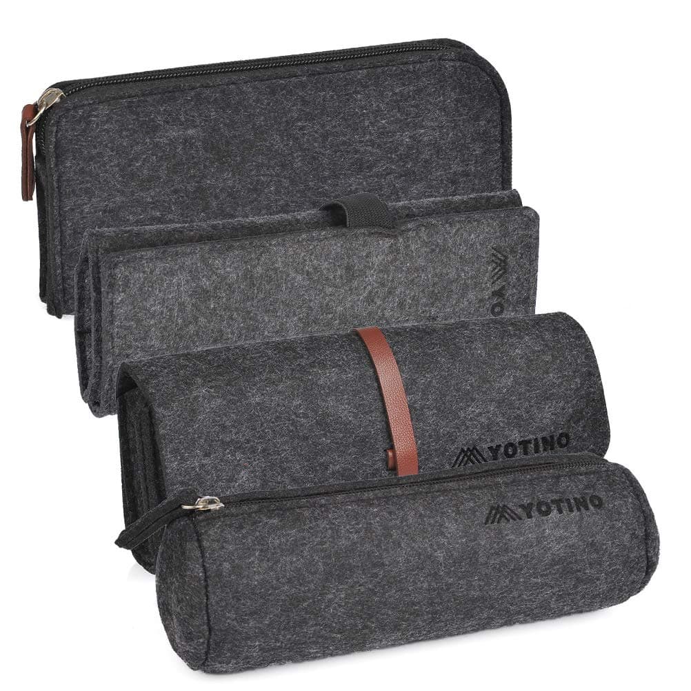 YOTINO Pencil Case with 4 Different Styles, Multi-Functional Felt Pen Case Cosmetic Pouch Bag (Deep Gray)