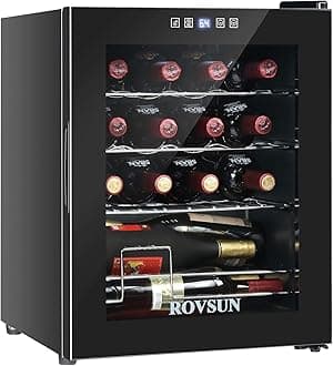 ROVSUN 16 Bottle Wine Cooler Refrigerator, Freestanding Compressor Wine Chiller, Beverage Wine Fridge with Digital Temperature Control & Double-layer Glass Door for Red White Wine, Champagne, Beer