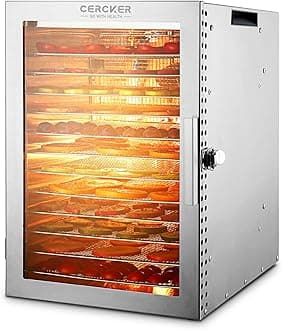 Food-Dehydrator Machine 12 Stainless Steel Trays, 10.9ft² Meat Dehydrator for Jerky, 800W Dryer for Herbs, 190ºF Temperature Control,24H Timer,Powerful Drying Capacity for Fruits,Yogurt