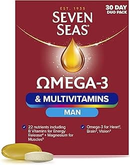Omega-3 and Multivitamins Man, with B Vitamins and Magnesium, 30-Day Duo Pack, 30 Omega-3 Capsules and 30 Multivitamin Tablets