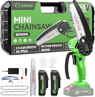Saker Mini Chainsaw|6 Inch Chainsaw[2025 Upgraded]|Mini Cordless Electric Chain Saw|Small Handheld Portable Chainsaw Battery Powered Chain Saw for Tree Trimmer and Garden,Valentine's Day Gifts for Men