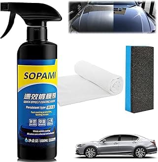 Rednow SOQCDM Car Wax Spray, Quick Effect Ceramic Coating Agent, Car Scratch Wax Polish Spray, Waterless Wash, Glass Cleaner (1PC+Sponge+Cloth)