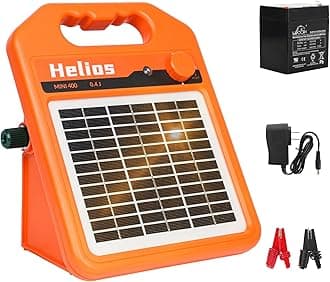 ANDMON MINI400 30 Miles Solar Electric Fence Charger, 0.4 Joule Solar Electric Fence for Livestock, Horses, Cattle Sheep, Solar Fence Charger with Day or Night Mode, Easy Installation