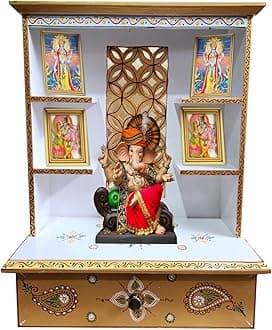 SEENO Wooden Temple/Home Temple/Pooja Mandir/Pooja Mandap/Temple (Gold)
