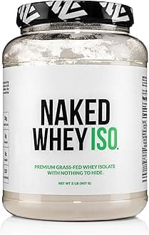 NAKED Whey Isolate Protein - Only 2 Ingredients, 30g Grass-Fed Protein, Zero Carb, Unflavored, Undenatured, Non-GMO, No Soy, Gluten-Free, No Preservatives - 28 Servings