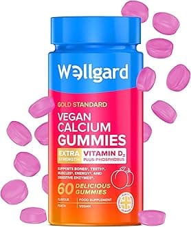 Wellgard Vegan Calcium Gummies, Phosphorus, Natural Fruity Flavoured, Supports Healthy Bones, Muscles & Teeth, UK Formulated