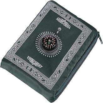Hitopin Travel Prayer Mat, 60cm*100cm Praying Rug, Portable Polyester Prayer Rug with Compass, Islamic Waterproof Prayer Mat, Muslim Prayer Mat, for Ramadan Gifts, Islamic Prayer (Green)