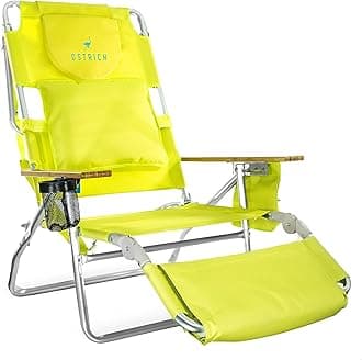 Ostrich the Deluxe 3N1 Lightweight Lawn Beach Reclining Lounge Chair with Footrest, Outdoor Furniture for Patio, Balcony, Backyard, or Porch, Lime
