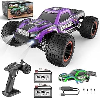 1:14 Scale RC Cars, 42km/h High-Speed 4WD Off-Road Waterproof RTR Hobby RC Truck with 2.4 GHz Remote Control for Adults & Boys, Electric Vehicle 2 Rechargeable Batteries, 2 Shells HBX2105