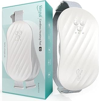 Slimpal Portable Heat Pads, Electric Wireless Heating Pad, Rechargeable Cordless Heating Belt w/ 4 Heat Levels, Gift for Her Women Girl Wife, White S2