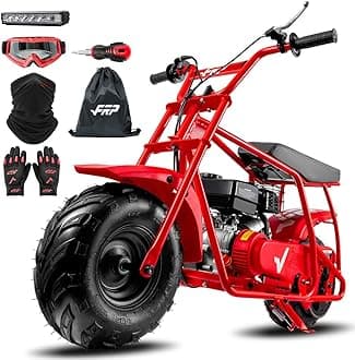 - GMB100 Max Dirt Bike - Gas 99CC Off-Road Bikes Up to 28 MPH, W/LED Headlight, Goggles and Gloves - Supports Up to 220 LBS