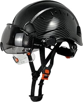 Construction Safety Helmet with Build-in Visor ABS Hard Hat with Visor Adjustable Ventilation Hardhats Work Head Protection ANSI/ISEA Z89.1