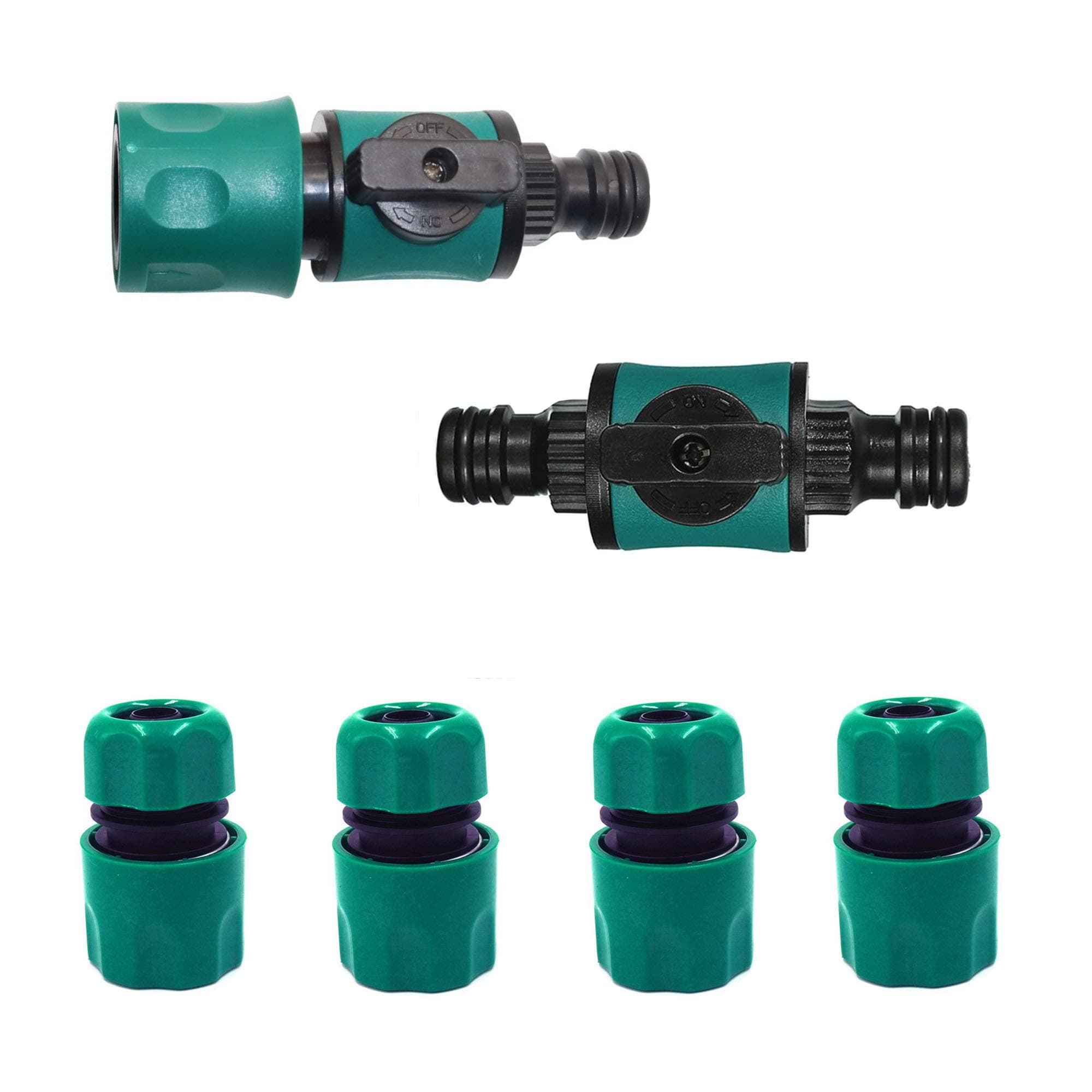 Topways Quick Release in Line Shut Off Valve for Join Garden Hose Pipe Tube, Double Male Connector Valve Extender with Matching Hose End Quick Connectors