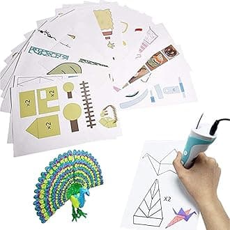 3D Printer Drawing Molds Paper Stencils for 3D Printing Pen,Printing Paper Painting Graffiti Template for 3D Pen DIY Gift Present, 20 Sheets 40 Patterns with a PVC Transparent Board.