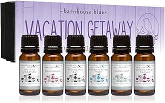 Vacation Getaway Premium Grade Fragrance Oil - Gift Set 6/10ml Bottles - Island Hop, Instant Vacation, Aspen Winter, Woodland Bay, Enchanted Orchid, Frangipani