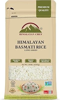 Himalayan Chef Basmati Rice,Extra Long Grain Rice Fluffy Quick Cooking Aromatic - 10 lbs.(Packaging May Vary)