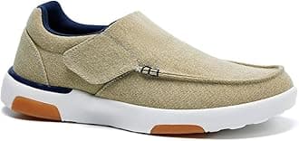 OrthoComfootMen's Orthopedic Hook and Loop Shose with Arch Support, Comfortable Cushioned Slip On Loafers for Plantar Fasciitis, Casual Orthotic Walking Shoes for Foot and Heel Pain