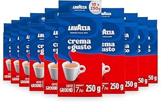 Crema e Gusto Classico Ground Coffee, Dark Roast, 250g Each, 10-Pack - Ideal for Moka and Filter