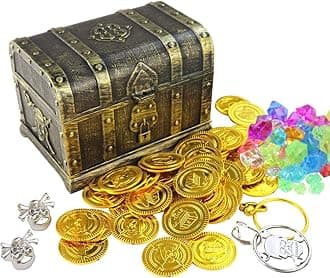 AEVBSOY Pirate Treasure Chest Toys Kids Storage Pirate Treasure Chest Adventurous Treasure Box with Lock Toy Treasure Chest Box for Kids Boys for Props Party Favors Decoration