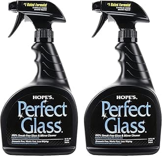 HOPE'SPerfect Glass Cleaner Spray, Streak-Free, Ammonia-Free Window, Mirror, Screen, Tinted Glass, and Shower Door Cleaner, Indoor and Outdoor Glass Surfaces, 32 Fl Oz, Pack of 2