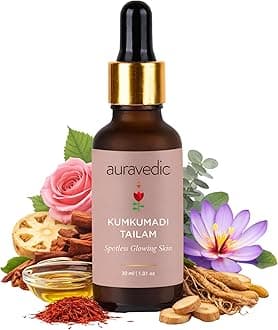 Auravedic Kumkumadi Tailam, Kumkumadi Face Oil for Glowing Skin, Kumkumadi Gold Glow Face Oil, Kumkumadi Oil for Radiant & Youthful Skin and Rejuvenation