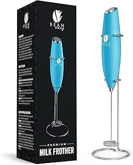 Bean Envy Milk Frother, Coffee Stirrers, Frother Wand, Milk Frother Handheld, Frother with stand, Hand Blender for Coffee, Lattes, Cappuccino, Matcha and Hot Chocolate – Kitchen Gifts - Light Blue