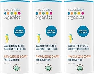Nature's Baby Organics Baby Powder Talc Free Corn Free Diaper Dusting Powder with Aloe Soft Gentle 100% Organic Baby Powder Hypoallergenic Fragrance Free 4 oz, 3 Pack