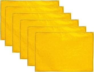Lify Cotton Canvas Placemats - DIY Table Mats Heat-Resistant Non-Slip Insulation Table Runner for Kitchen Dining Room Table Decoration- Stylish and Durable Table Mat, Set of 6 (Yellow)