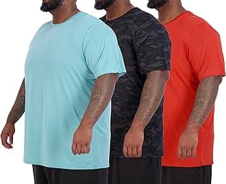 3 Pack: Men s Big and Tall Tech Stretch Short Sleeve Crew Quick Dry Fit T-Shirt Wicking Active Athletic Gym Top Size Clothes Lounge Sleep Running Essentials Basketball Workout Tee- Set 12, 3X Tall
