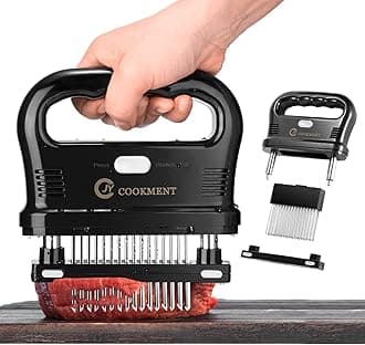 JY COOKMENT Meat Tenderizer Tool with 48 Stainless Steel Ultra Sharp Needle Blades, Detachable Kitchen Cooking Tool Best For Tenderizing, BBQ, Marinade