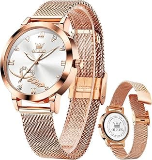 OLEVS Women Watch Fashion Rose Gold Diamond Analog Quartz Female Watch for Women Luxury Dress Ladies Stainless Steel Luminous Waterproof Date Wrist Watches