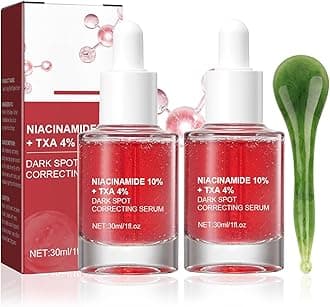 2Pcs Dark Spot Correcting Serum,Niacinamide Serum, 10% Niacinamide+ 4% Tranexamic Acid,Targeting Post-Acne Marks, Acne Scars,Even Skin Tone,Fragrance-Free(Comes with A Gua Sha Stick*1)