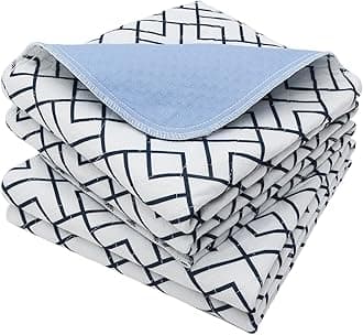 OUTCREATOR® Washable Bed Pads 34" x 56" (Pack of 2), Incontinence Mattress Protector, Anti-Slip Waterproof Underpads for Adults Kids Elderly Pets Absorbency & Reusable Bedwetting Pads (White Geometry)