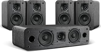 5.0 Home Theater System, 100W Hifi Surround Sound Speakers with Stereo Surround Sound and Retro Classic Wood Texture for Tv/PC, Amplifier or Receiver Needed, Passive,