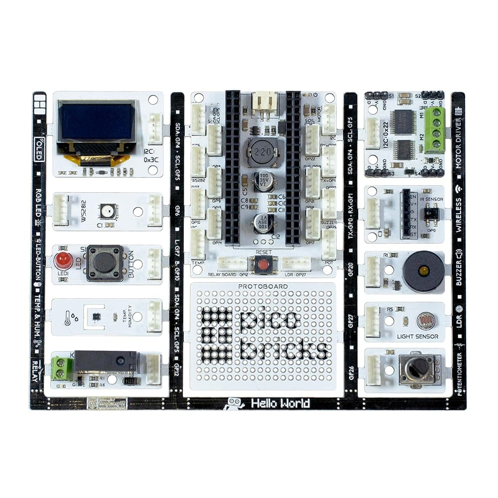 Picobricks Raspberry Pi Pico W Starter Kit with Extensive Learning Guide, Raspberry Pi Kit, Electronics Set (Not Included Pico W)