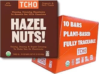 TCHO Hazel Nuts! Oat-Milk Chocolate Bars (10 pack) | Plant Based, Organic & Fair Trade | Non GMO, Non-Dairy, Vegan, Soy Free (2.1oz each)