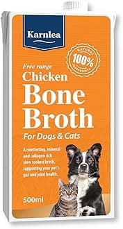 Free Range Chicken Bone Broth for Dogs & Cats 500ml | 100% Natural Packed Straight from the Cooking Pot | Cupboard Friendly Liquid | Highest Collagen | Joint, Gut, Skin Health | Sickness and Recovery