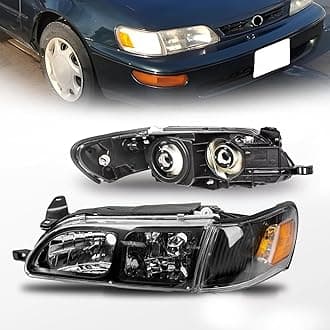 YLT AUTO 4PCS Black Clear Headlights and Corner Lamp Compatible with 1993-1997 Toyota Corolla,Corner Signal for 93-97 Toyota Corolla JDM Style