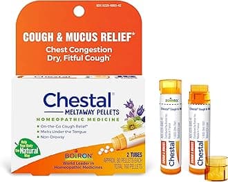 Chestal Pellets for Cough and Mucus Relief, Nasal or Chest Congestion, and Sore Throat Relief - 2 Count (160 Pellets)
