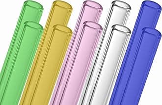 AOMI Glass Blowing Tubes, 10pcs 4inch Long Blue OD 12mm 2mm ID 8mm Wall Thickness Borocilicate Glass Tubes for Cut Art DIY Blue Green Pink Yellow Transparent Each Color 2 Pieces