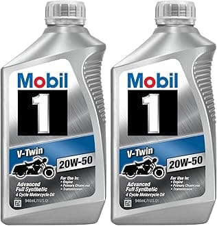 Mobil 1 96936 20W-50 V-Twin Synthetic Motocycle Motor Oil - 1 Quart (Pack of 12)