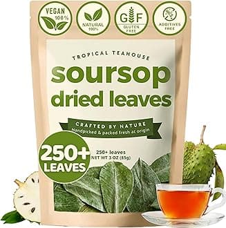 TROPICAL TEAHOUSE 250+ Soursop Dried Leaves, 3oz Premium Graviola Leaves, 100% Pure Guanabana Leaves, Handpicked, Gluten Free, Caffeine Free, Sugar-Free