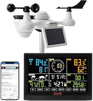 7 in 1 WiFi Weather Station Wireless Weather Station Indoor Outdoor Solar Large Color Screen 7.5" Digital Weather Station Sensor for Temperature Humidity Speed Wind Direction Rain