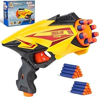 Girls Gun for Nerf Guns Bullet, Mini Blaster Gun Toy Pistol with 20 Pcs Soft Foam Darts, 8-Dart in Rotating Barrel and Bolt-Action Priming, Toy Foam Blaster Guns for Girls, Kids and Teens
