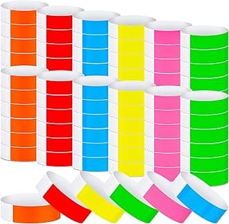 Tudomro 2400 Pack Neon Paper Wristbands Bulk - Waterproof, Lightweight, Adhesive - Concert, Events, Party for Hand Wrist Arm Identification(Multicolor)