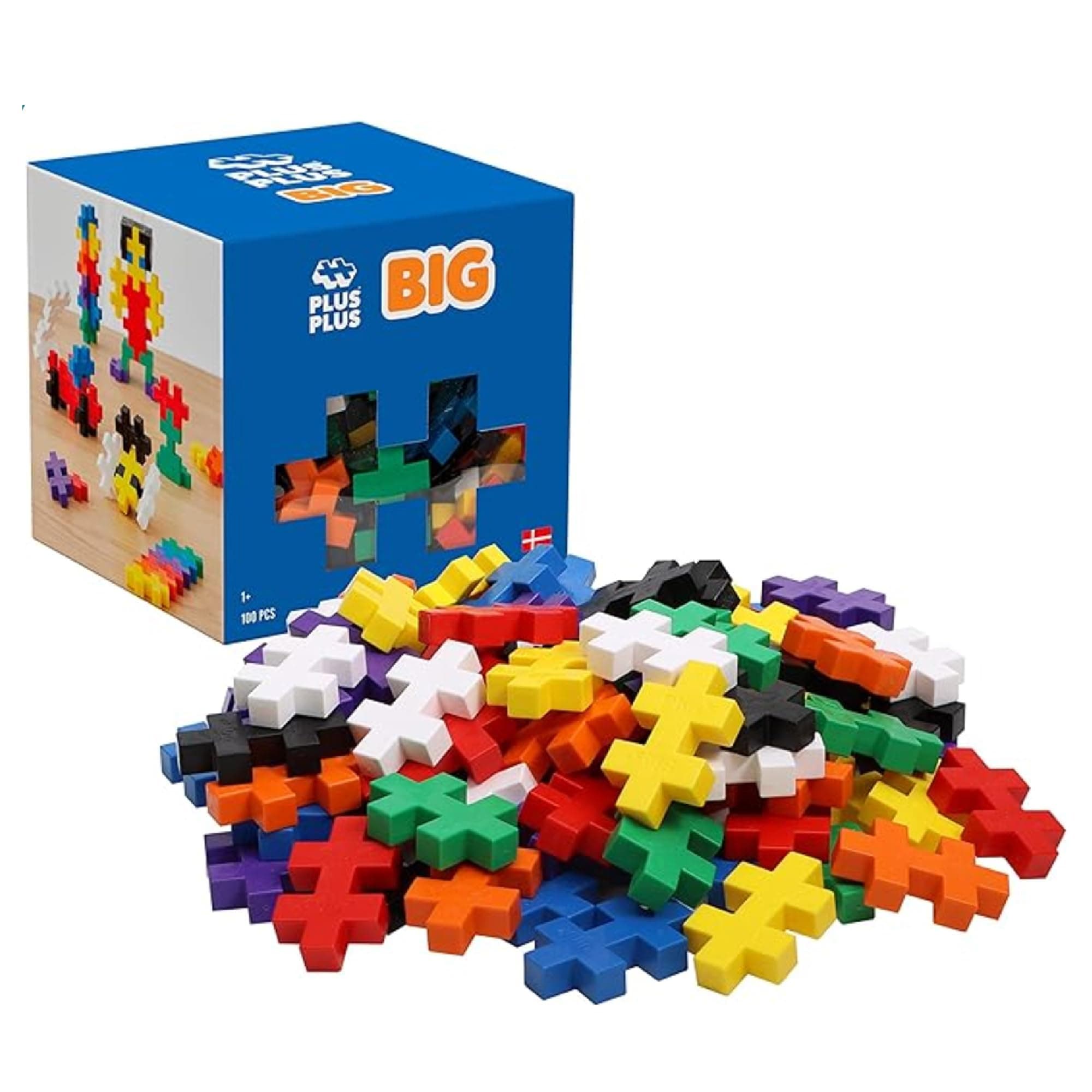 PLUS PLUS Building Blocks Toy - 100 Large Durable Pieces - Kids Construction Toys, Creative Learning Resources and STEM Play for Home and Travel - Toys For 1 Year Old Boys and Girls - Basic