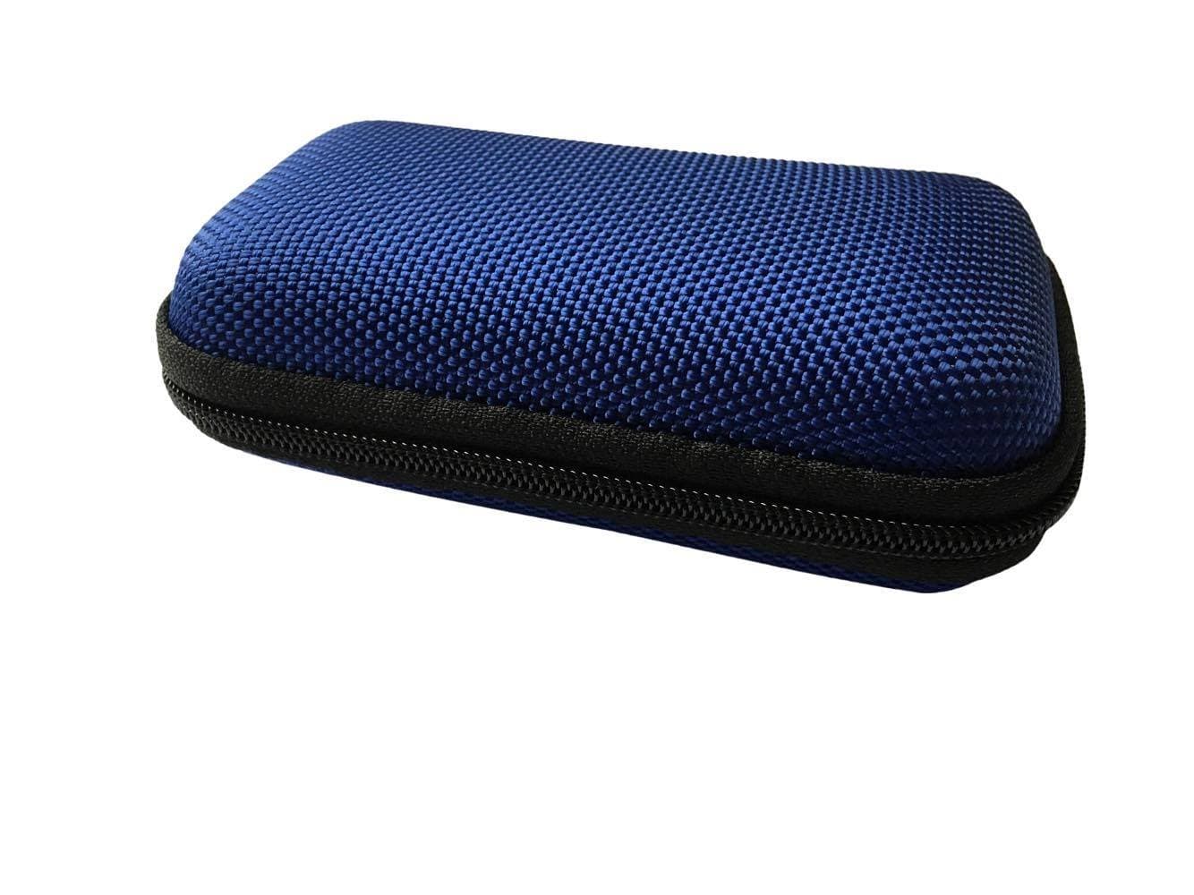 NEW Large Royal Blue Rectangle Double Hearing Aid Round Domed Zipped Storage Hard Carry Case Holder For 2 Hearing Aids