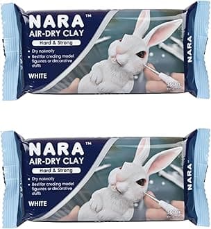 NARA Air-Dry Clay (Hard & Strong), 500g. (1.1 lbs.) Block, for Sculpting and Coating - Easy to Use (White)