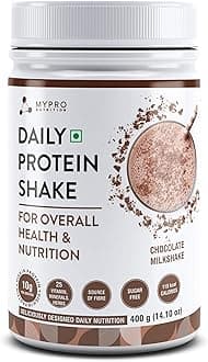 Mypro Sport NutritionDaily Protein Shake 118 kcal Calories,25 Vitamin,Minerals & 7 Herbs,Provide Energy,Support Immunity & bone Health-For Men & Women Chocolate Milk Shake Flavor -400Gm-40 Servings