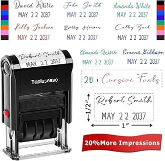 Signature Stamp with Date Personalized Self Inking Date Stamp Custom Paid Phrase & Date Stamp for Business 12-Year Band Choose from 30 Fonts and 8 Colors